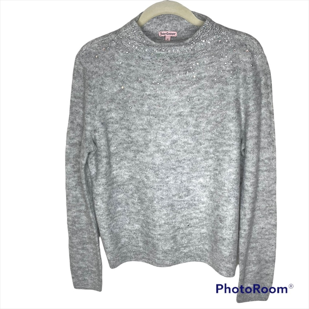 Juicy Couture Gray Embellished Funnel Neck Sweater‎ S